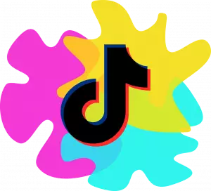 Painting of TikTok logo in various bright colors